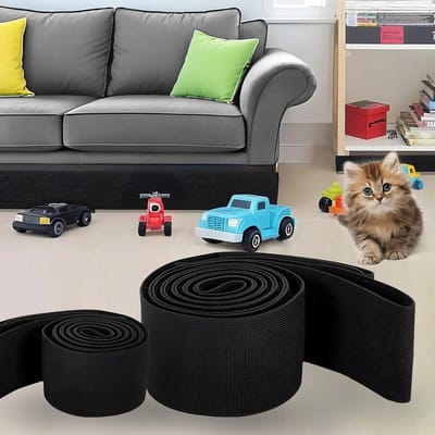 Daity 1 bankonderpaneel - verstelbare elastische band met barrière - voorkomt dat speelgoed en voorwerpen onder meubels vallen - opvulplaat voor spleten onder het bed - geschikt voor huisdieren - 3 * 132 inch (zwart)