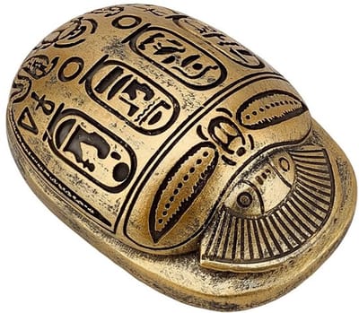 Scarabee Antiek Goud - Egyptische Kever - Tafelversiering - Decoratie voor Huis - Amulet voor Kantoor - Kunsthars 56x83 mm - Decoratief Beeldje