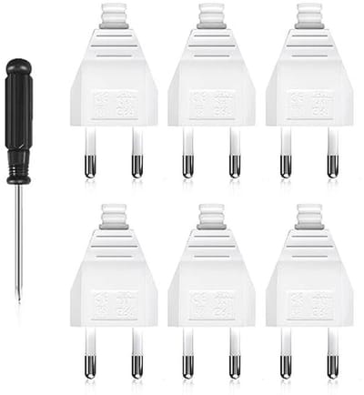 6 Stuks Platte Europese Stekkers met Schroevendraaiers voor Binnengebruik - 220V 2,5A