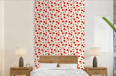 Behang - Fotobehang Patronen - Parijs - Eiffeltoren - Bloemen - Breedte 150 cm x hoogte 240 cm