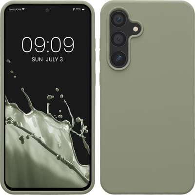 kwmobile telefoonhoesje geschikt voor Samsung Galaxy S24 FE - Hoesje met siliconen coating - Smartphone case in grijsgroen