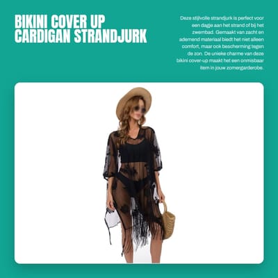 Dailygoods- Strandjurk Dames - Zacht, Dun, Transparant Materiaal - Bikini Cover-Up - Kantpatroon - Kwastjesrand - Zonbescherming