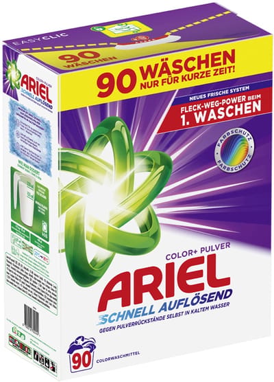 Ariel Color+ wasmiddel poeder kleurwas 4,95 kg voor circa 90 wasbeurten met krachtige vlekverwijdering