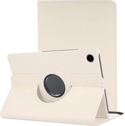 Hoes - Geschikt voor Samsung Galaxy Tab A8 - 360 Graden Draaibare Hard Cover Case - Tablet Hoesje Draaibaar - Wit