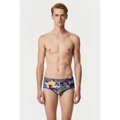 Arena Men's  Icons Swim Low Waist Short A Neon Blue Multi Maat: 100 | Zwembroeken Outlet | Heren | Blauw
