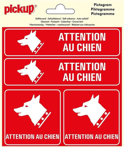 Pickup Pictogram 15x15 cm 4 pcs - Attention au chien
