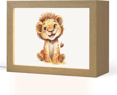 Nachtlampje 20x15 cm - Kinder lampje - Leeuw - Baby dier - Tafellamp kinderkamer - Slaapkamer lamp - Bedlamp kinderen - Kinderlampje stopcontact - Wandlamp babykamer - Nachtlampjes