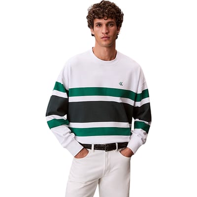 Calvin Klein Long Sleeve Premium Terry Block Bright White Size: M | Sweaters Outlet | Heren | Grijs