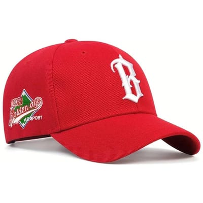 Casquettes de Baseball Broderie Lettre B Unisexe Chapeaux Décontractés Réglables Chapeau Pare-soleil Extérieur Printemps et Automne red