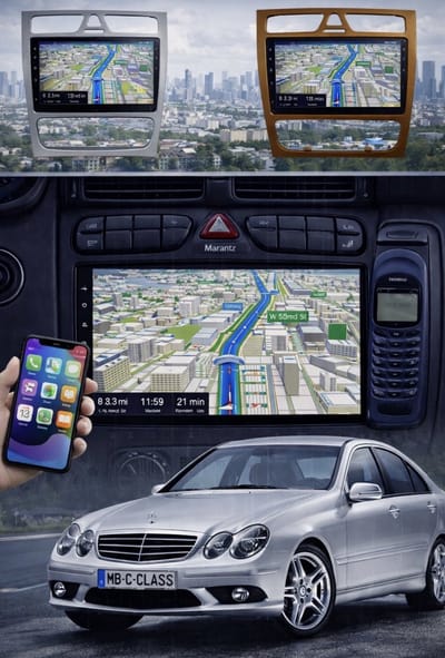 ADIVOX T1 9 inch geschikt voor MB C-Class W203 modellen Android 15 CarPlay/Auto/Wifi/RDS/DSP/DAB+