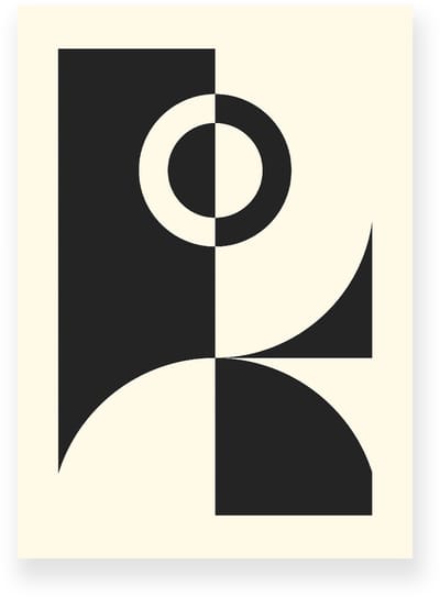 Poster 20x30 cm - Abstract Design - Zwart - Beige - Abstract - Minimalistisch - Muurdecoratie - Wanddecoratie
