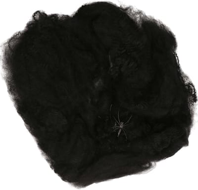 Faram Decoratie spinnenweb/spinrag met spinnen - 2x - 20 gram - zwart - Halloween/horror thema versiering