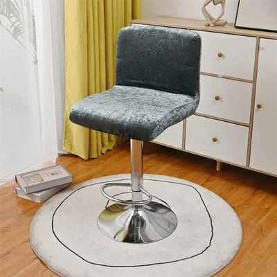 Zachte Pluche Barkruk Stoelhoes Elastisch Korte Rug Draaistoel Slipcover Verwijderbare Stoelhoezen Zithoes Hotel Decor 1pc chair cover gray