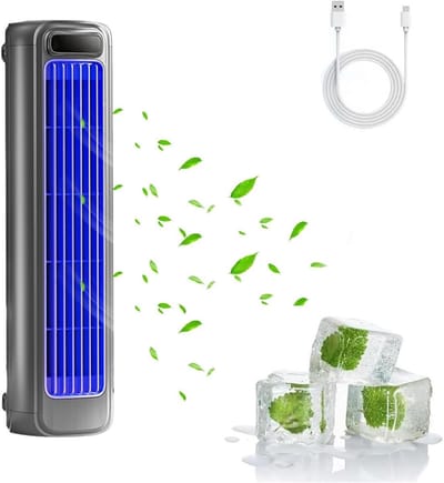 Luchtkoeler - Draagbare airconditioner -3 in 1 mini Mobiele airco - Stille draagbare airconditioner met 3 snelheden - Bladloze verticale luchtcirculatie - Ruimtegrijsr