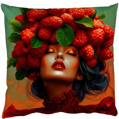 Sierkussens - Kussentjes Woonkamer - 50x50 cm - Vrouw - Frambozen - Bladeren
