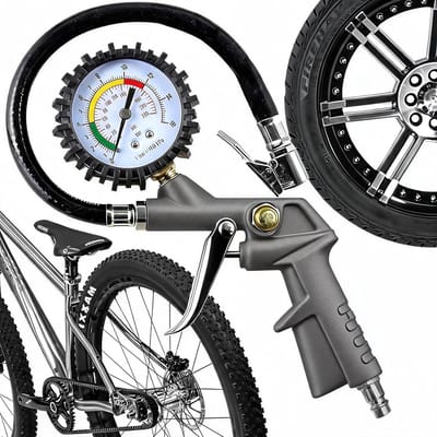 Thijox - Retoo Bandenpomp 220 psi - Multifunctionele Luchtdrukmeter voor Auto's, Motorfietsen en Fietsen - Duurzaam en Betrouwbaar