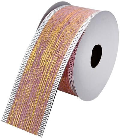 Clayre & Eef Kerstlint 38 mm Roze Goudkleurig Synthetisch