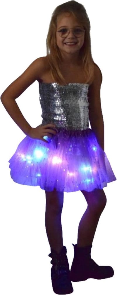 Tutu - Kinder petticoat - Met gekleurde lichtjes - Paars - Met sterretjes - Ballet rokje