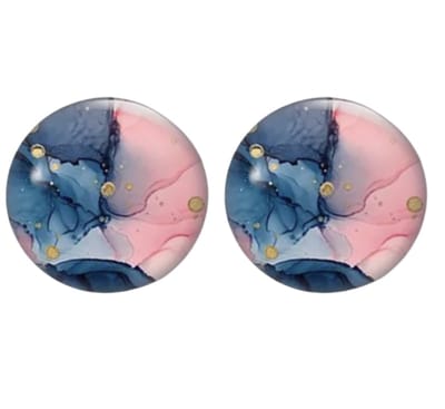 Clip Oorbellen- Ilaria -2 cm -blauw -roze- geen gaatje- Charme Bijoux