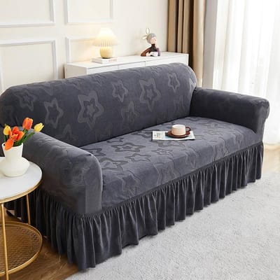 Bankhoes Bankbeschermer Rok Jacquard 1/2/3/4 Zits Stretchhoes Hoge Rekbaarheid Bankhoes Dikke Hoek Hoekbankhoezen korea&1-Seater-90-140cm gray
