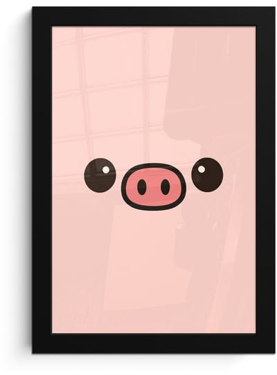 Poster in lijst - Fotolijst 20x30 cm - Posters - Varken - Roze - Minimalistisch - Posterlijst zwart - Decoratie - Wanddecoratie woonkamer - Muurdecoratie slaapkamer