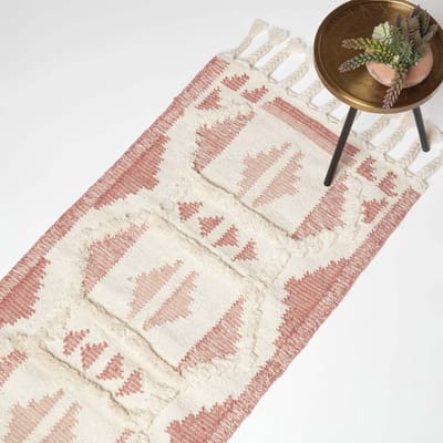 Homescapes Handgeweven Kelim Runner Satara - 66 x 200 cm, roze patroon