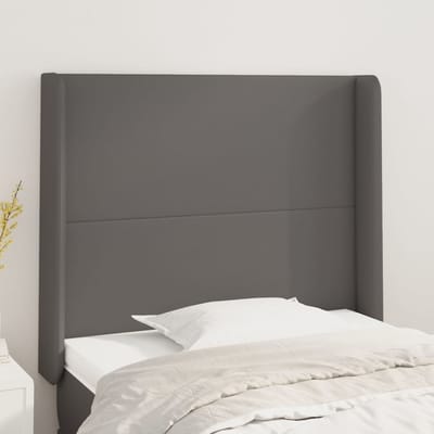vidaXL - Hoofdbord - met - randen - 83x16x118/128 - cm - kunstleer - grijs