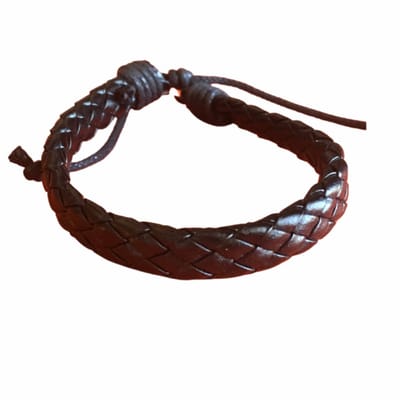 gevlochten schuifarmband- zwart- leer - Charme Bijoux