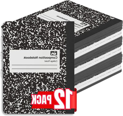 College Notitieboek - Schrijfblok Gelinieerd - Gedachten Vastleggen - Genaaide Binding - 975 x 75 Inch - Zwart Marmer
