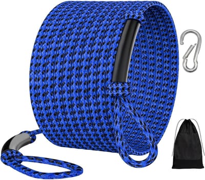 Drijvend Sleeptouw - Watersport Touw - Slepen van Watersporters - Nachtzichtbaarheid Watervering - 6 of 18 Meter - Blauw Zwart