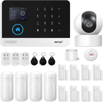 Uitgebreid Draadloos Huisalarm Set met App-Bediening en 22 Delen Inclusief Camera en Sensoren