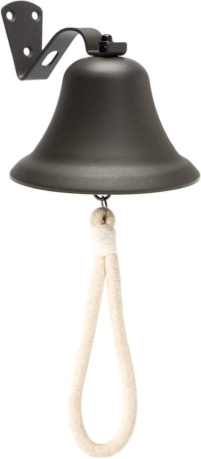 Scheepsbel Wandklok - Scheepsbel Klok - Decoratieve Wandbel - Traditionele Stijl - 14 cm - Zwart
