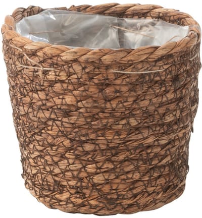J-Line bloempot Ubeda - jute/kunststof - naturel - Ø 12 cm