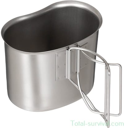 MFH US Canteen Cup, roestvrij staal, opvouwbare handvatten