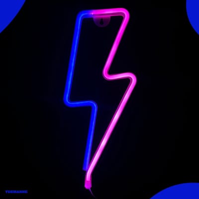 Neon Lamp - Bliksem Blauw / Roze - USB of Batterijen - Neon Verlichting - Neon Led Lamp - Neon Wandlamp