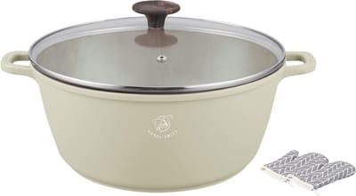 Royal Swiss® – Pan Ø32 cm – 9,5 L – Marmeren Coating – Koudgrepen – Geschikt voor Alle Warmtebronnen inclusief Inductie – Met Deksel