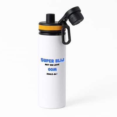 Hacebo® - super blij met een lieve oom zoals jij waterfles met draaidop oranje - Oom - de liefste oom - verjaardag - cadeautje voor oom - oom artikelen - kado - geschenk - water fles - 850ML