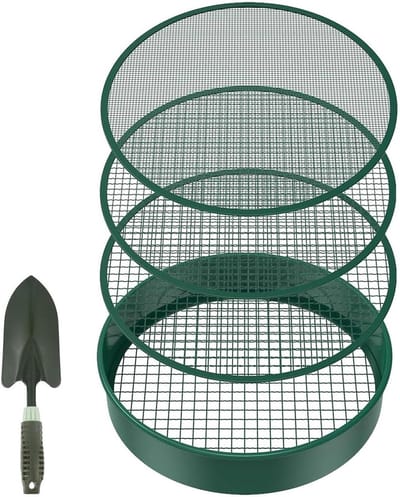 Tuinbodemzeef - Metaal Zeef - Bodem Verfijnen - Verwisselbaar Gaas - 32.8 x 32.3 cm - Donkergroen