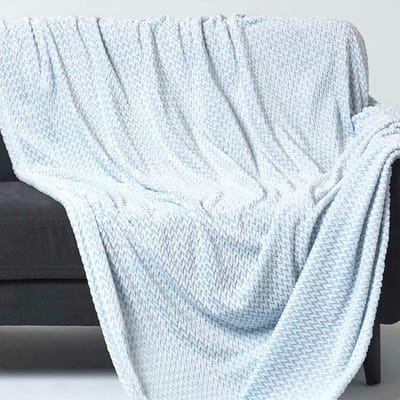 Zacht Pastelblauw Plaid van Fluweel en Imitatiebont 130x160cm voor Bank en Bed