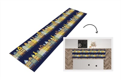 Keukenloper - Loper keuken - Patronen - Huizen - Gebouw - 200x50 cm - Keukenloper vinyl