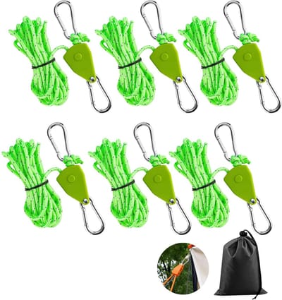 Scheerlijnen met kabelspanner, 1/8 inch spankabel met ratel, spankabels met haken, tent spankabel, winddicht outdoortouw, camping (groen)