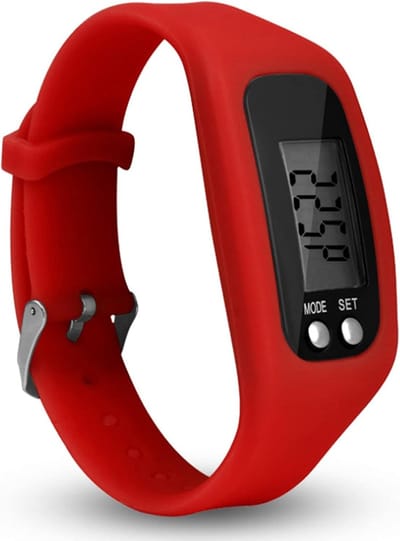 Stappenteller Horloge - Fitness Tracker - Wandelen en Lopen - Geen Smartphone Nodig - 25 cm - Rood