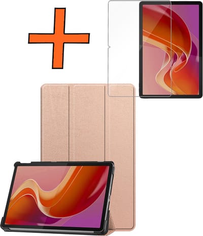 Hoesje - Geschikt voor Lenovo Tab M11 (11 inch) - Met Screenprotector - Trifold Bookcase - Hard Cover - Hardcover Book Case - Tablet Hoes - Rosé goud