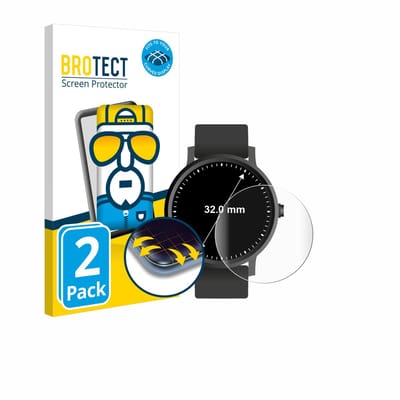 BROTECT - Screenprotector voor Horloges (Rond, ø: 32 mm) - Folie Beschermfolie transparant volledig dekking - 2 Stuks