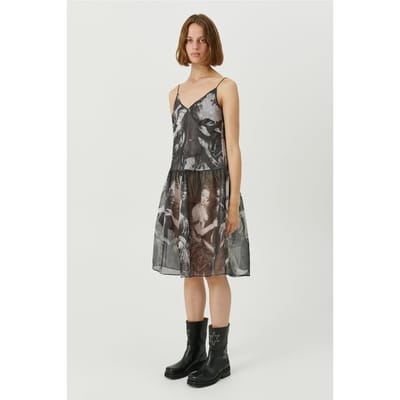 Soulland Tanya Dress Black Aop Größe: XXS/XS | Midikleider Outlet | Unisex | Schwarz