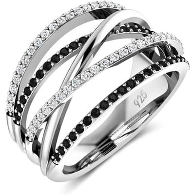 Kruis Twist Vrouwen Vingerringen Met Zwart&Wit Natuurlijke Zirkonia Steen Micro Gezet Trendy Ringen Cadeau Fijne Sieraden 8 gray