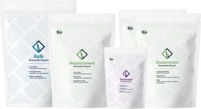 Graszoden Expert Bemestingspakket (15m²) | Graszaad - Gazonmest - Kalk | Jaarpakket met gazonfolder & voordeliger dan losse producten