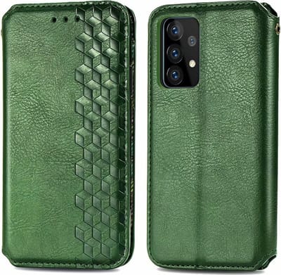 Hoesje geschikt voor iPhone 15 Pro - Bookcase - Pasjeshouder - Portemonnee - Diamantpatroon - Kunstleer - Groen