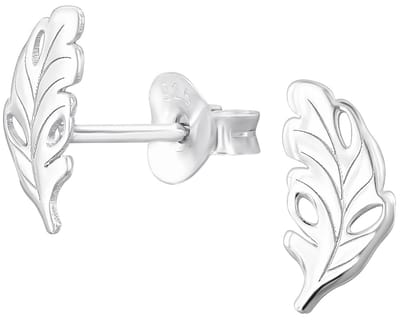 Joy|S - Zilveren blad oorbellen - 4.5 x 9.3 mm - blaadje oorknoppen - sterling zilver 925