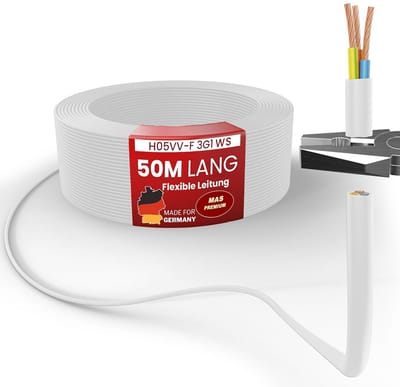 Flexibele Witte Kunststof Kabel H05VV-F 3G0.75 t/m 3G2.5 - Geschikt voor Binneninstallatie